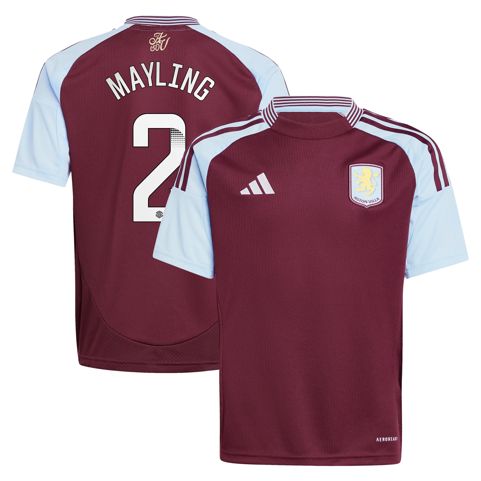 aston villa wsl adidas home shirt 2024-25 – kids with mayling 2 printing Collection - Official Aston Villa Kits