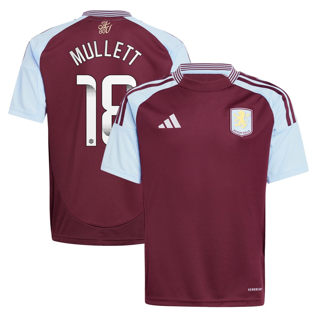 aston villa wsl adidas home shirt 2024-25 – kids with mullett 18 printing Collection - Official Aston Villa Kits