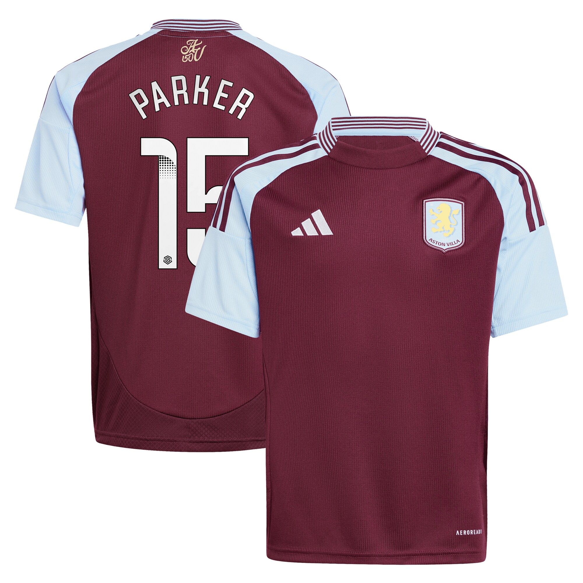 aston villa wsl adidas home shirt 2024-25 – kids with parker 15 printing Collection - Official Aston Villa Kits