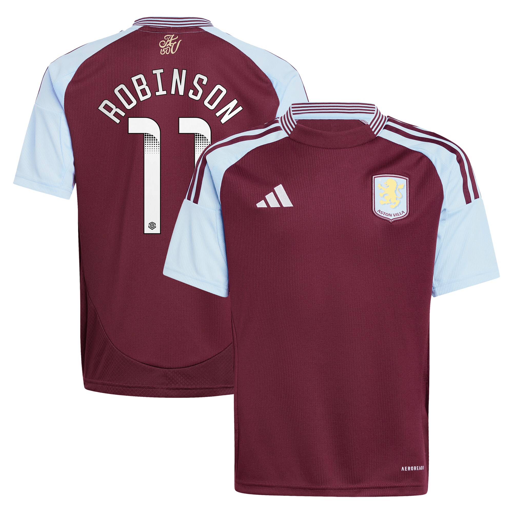 aston villa wsl adidas home shirt 2024-25 – kids with robinson 11 printing Collection - Official Aston Villa Kits