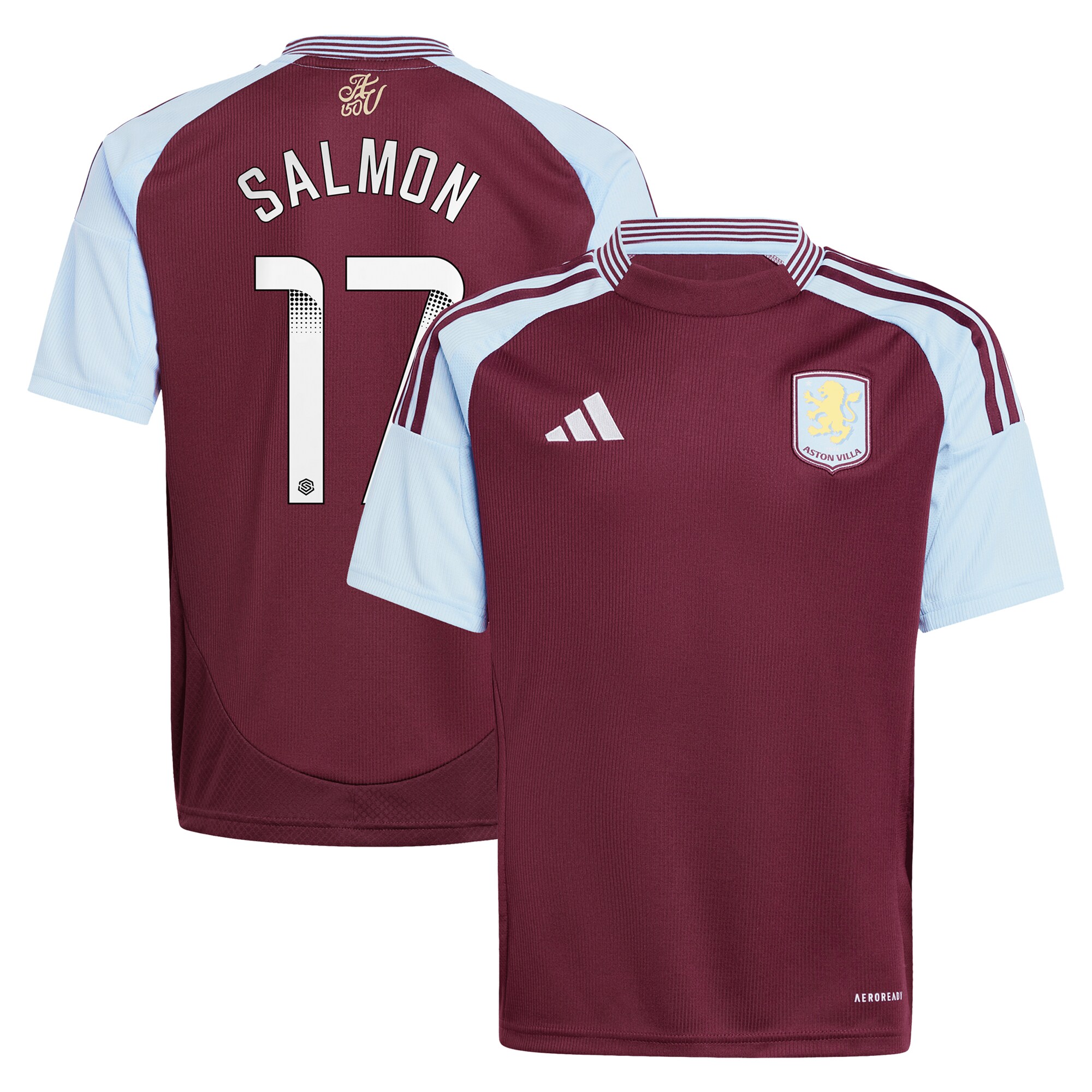 aston villa wsl adidas home shirt 2024-25 – kids with salmon 17 printing Collection - Official Aston Villa Kits