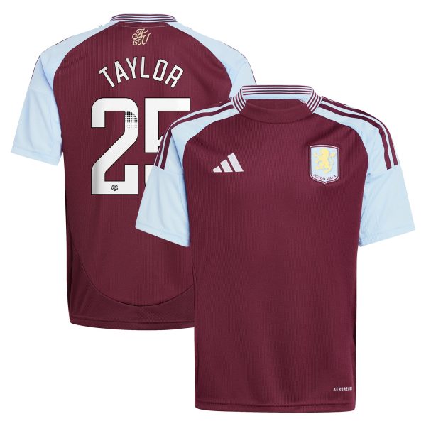 aston villa wsl adidas home shirt 2024-25 – kids with taylor 25 printing Collection - Official Aston Villa Kits
