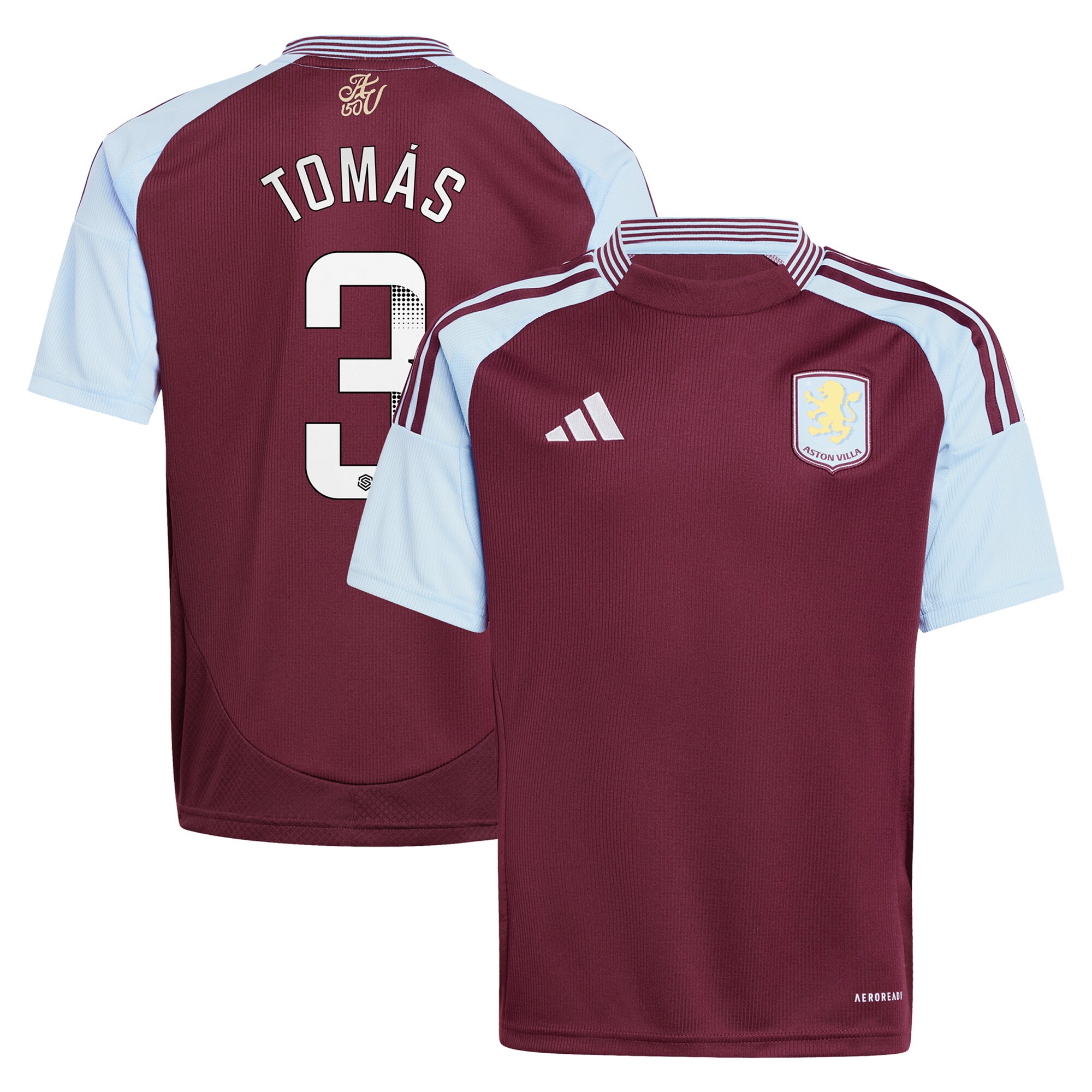 aston villa wsl adidas home shirt 2024-25 – kids with tomás 3 printing Collection - Official Aston Villa Kits