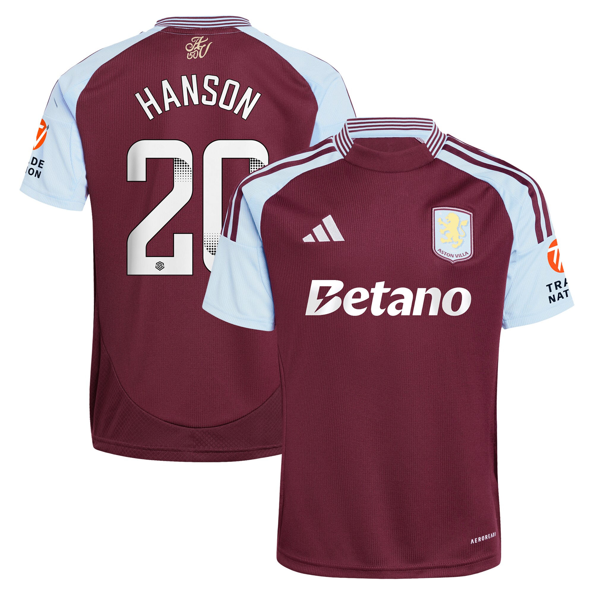 aston villa wsl adidas home shirt 2024-25 with hanson 20 printing Collection - Official Aston Villa Kits
