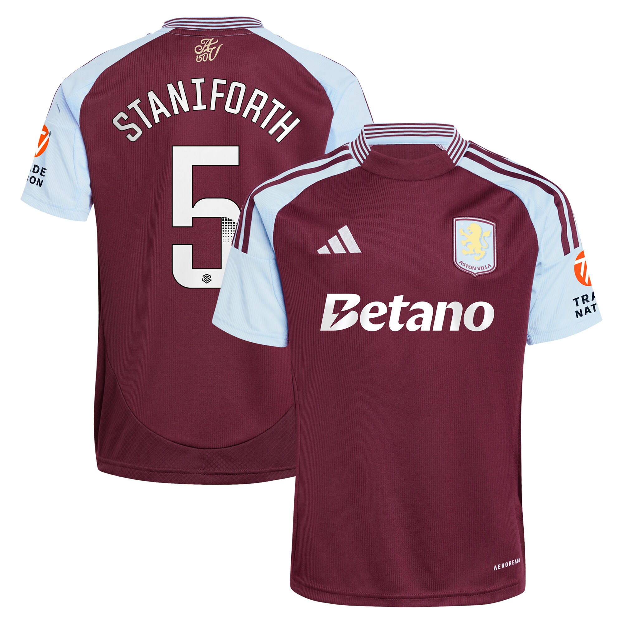 aston villa wsl adidas home shirt 2024-25 with staniforth 5 printing Collection - Official Aston Villa Kits