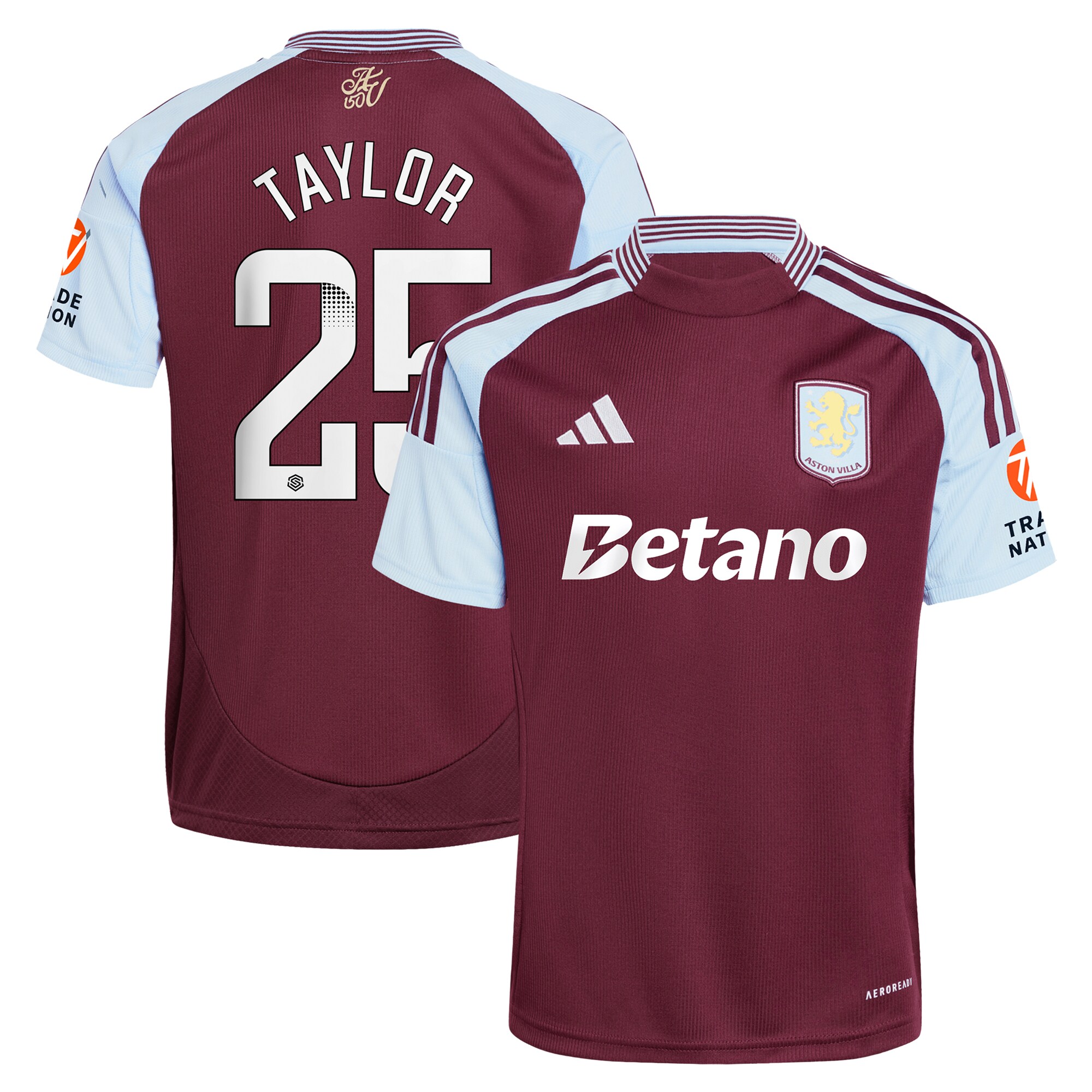 aston villa wsl adidas home shirt 2024-25 with taylor 25 printing Collection - Official Aston Villa Kits