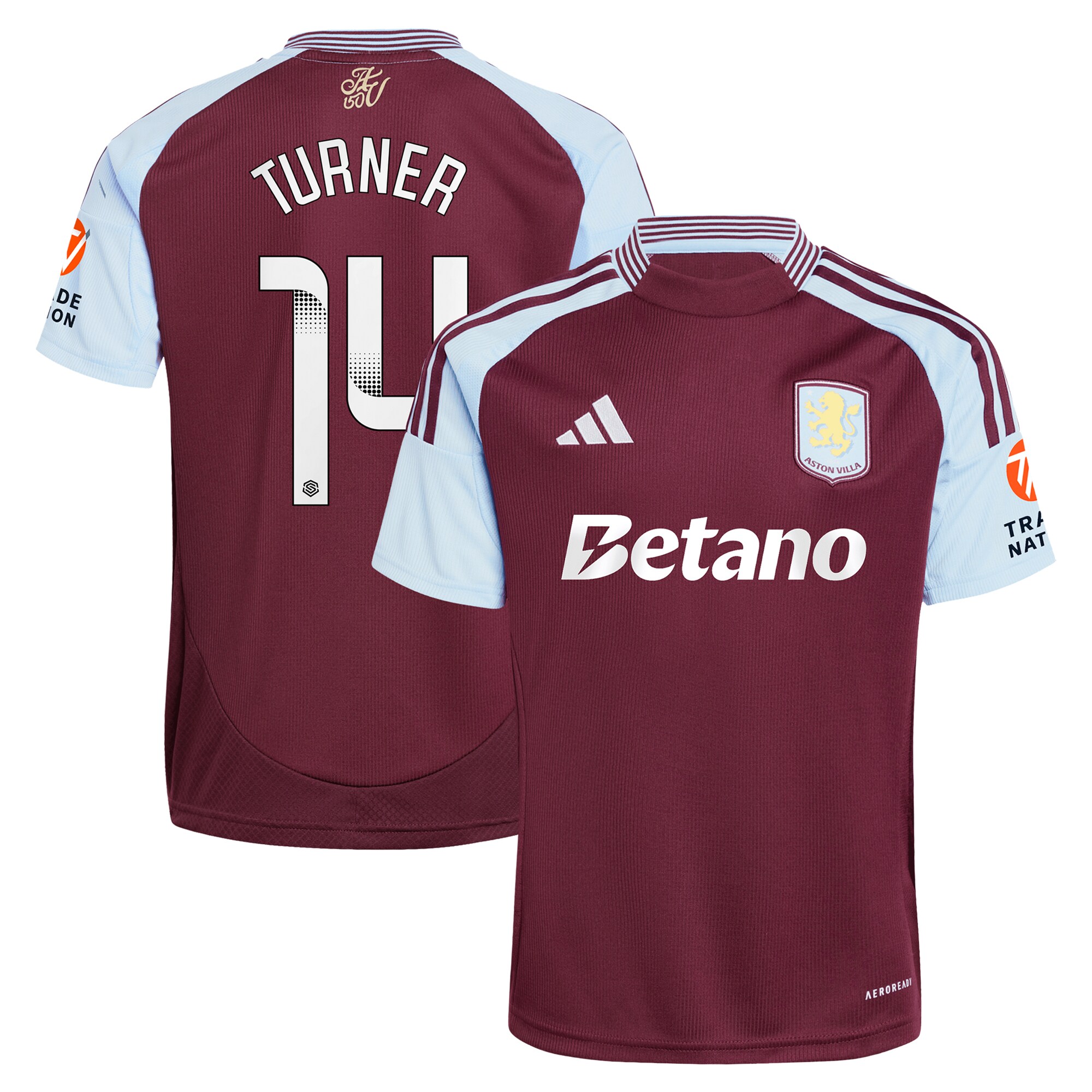 aston villa wsl adidas home shirt 2024-25 with turner 14 printing Collection - Official Aston Villa Kits