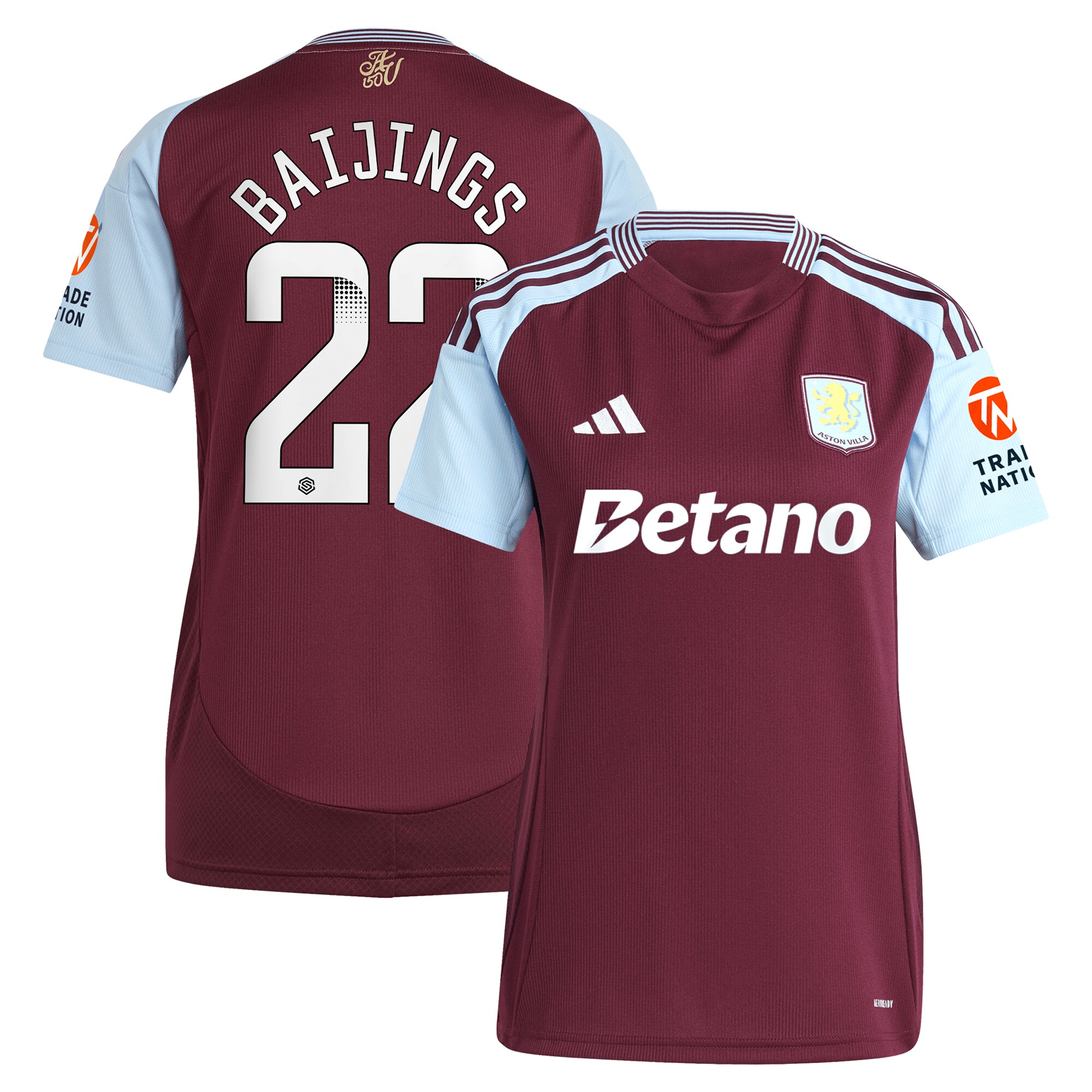 aston villa wsl adidas home shirt 2024-25 – womens with baijings 22 printing Collection - Official Aston Villa Kits