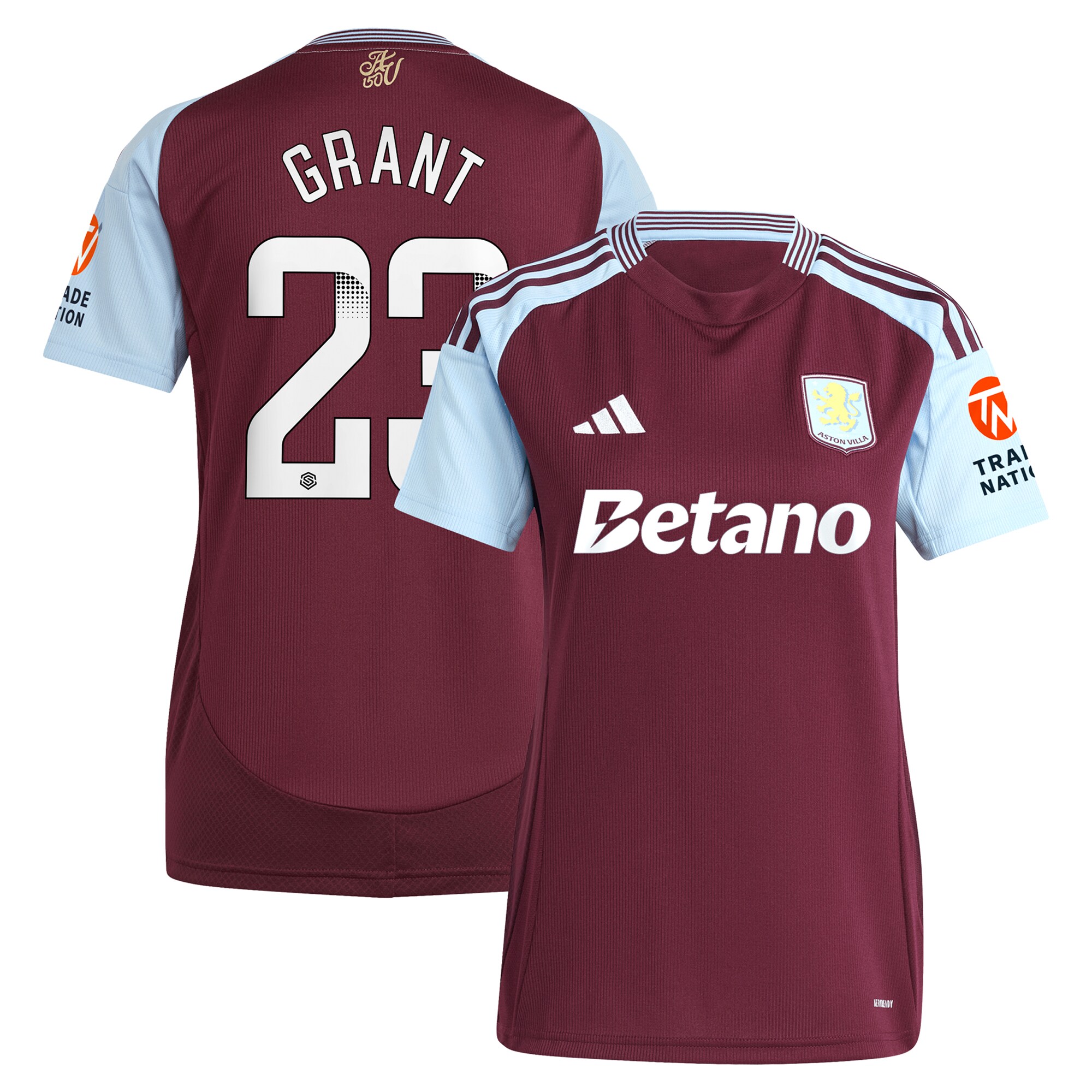 aston villa wsl adidas home shirt 2024-25 – womens with grant 23 printing Collection - Official Aston Villa Kits