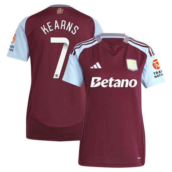 aston villa wsl adidas home shirt 2024-25 – womens with kearns 7 printing Collection - Official Aston Villa Kits