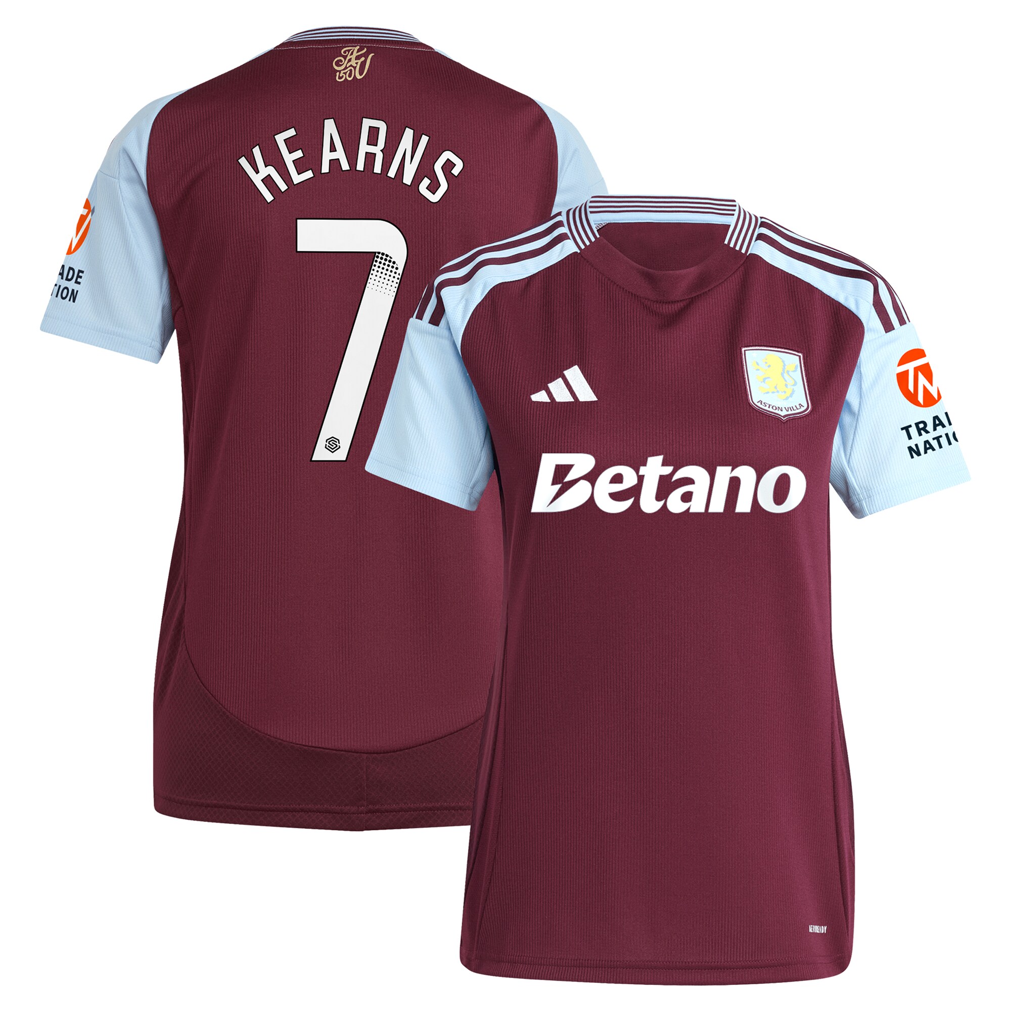 aston villa wsl adidas home shirt 2024-25 – womens with kearns 7 printing Collection - Official Aston Villa Kits