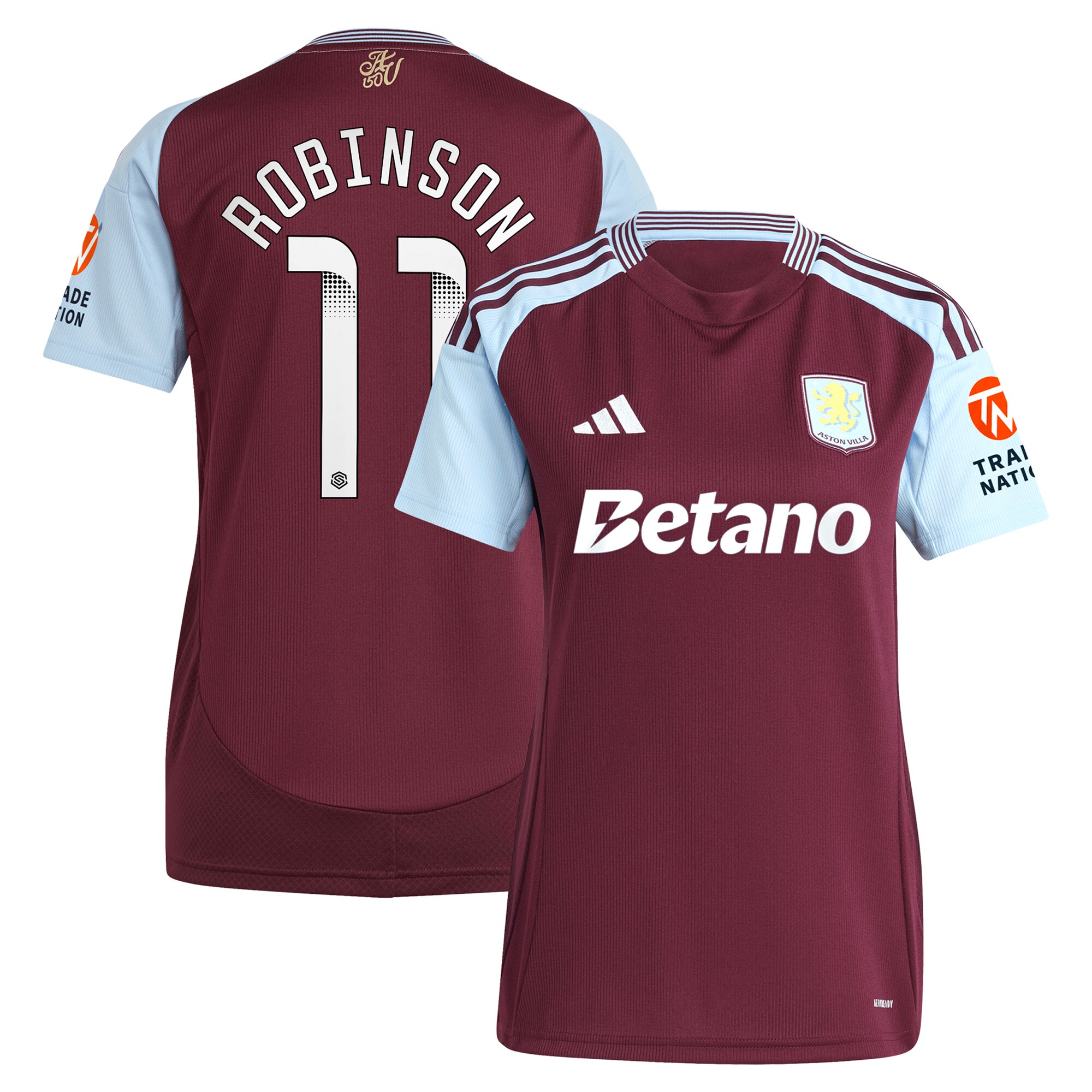 aston villa wsl adidas home shirt 2024-25 – womens with robinson 11 printing Collection - Official Aston Villa Kits