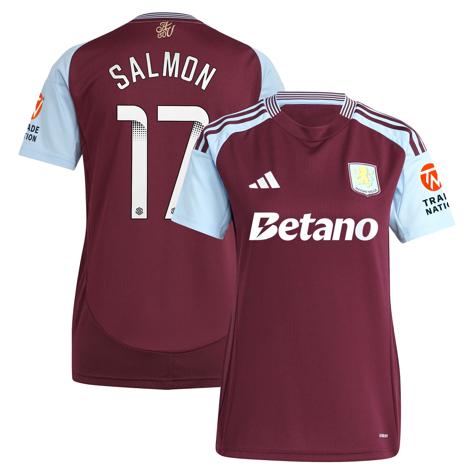 aston villa wsl adidas home shirt 2024-25 – womens with salmon 17 printing Collection - Official Aston Villa Kits