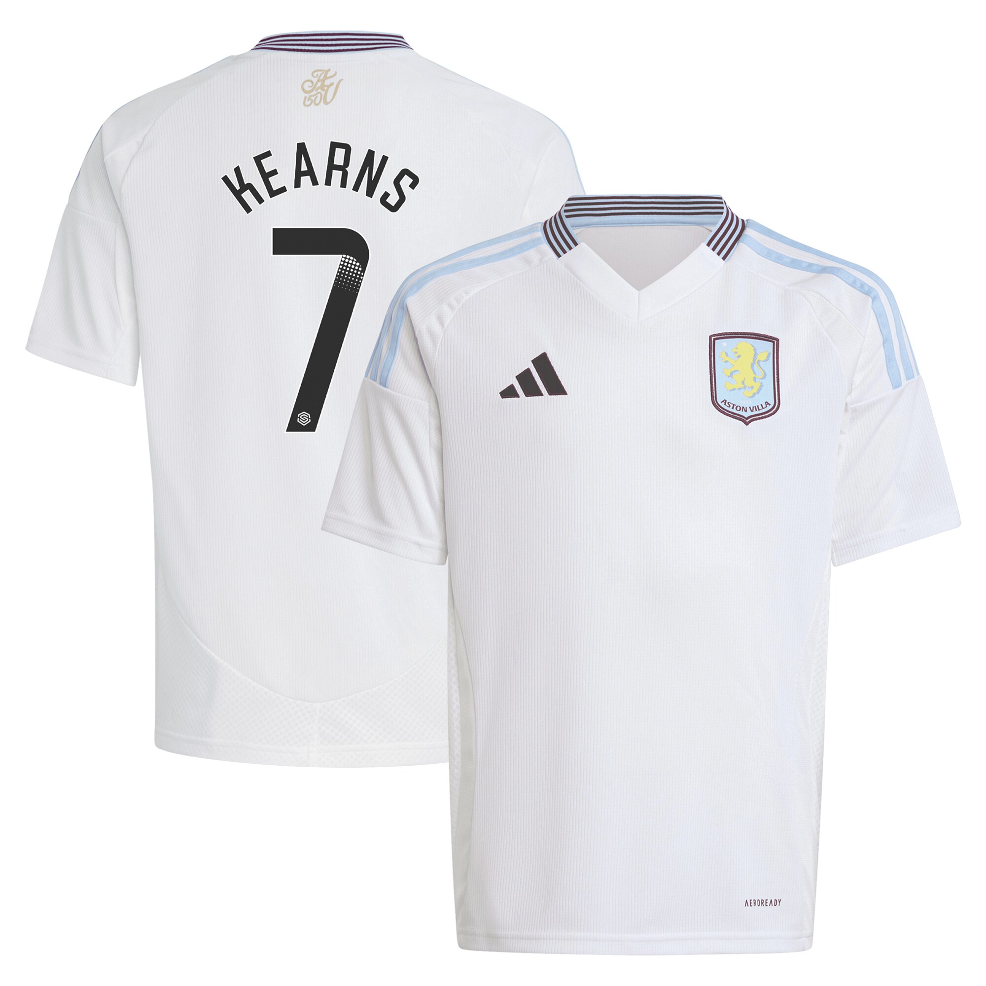 aston villa wsl away shirt 2024-25 – kids with kearns 7 printing Collection - Official Aston Villa Kits